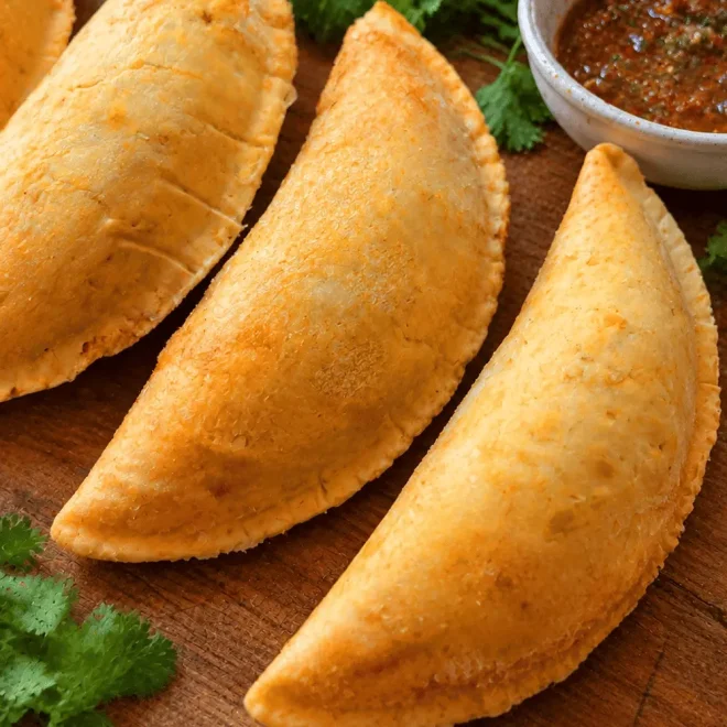 detalle de empanadas cocteleras de pollo cocinadas D'Carnilsa www.dcarnilsa.com