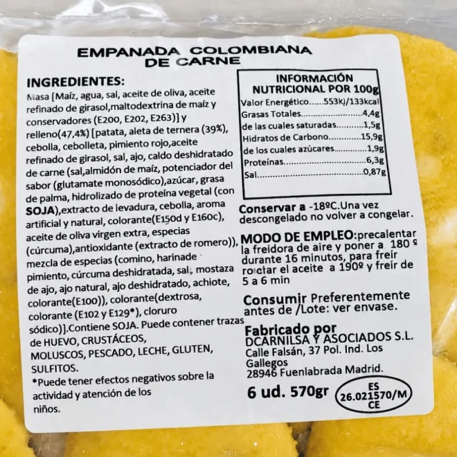 detalle trasera de empanada de carne D'Carnilsa x6
